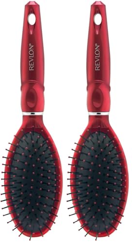 Revlon Straight & Smooth Soft Touch Paddle Hair Brush Set, Black + Berry