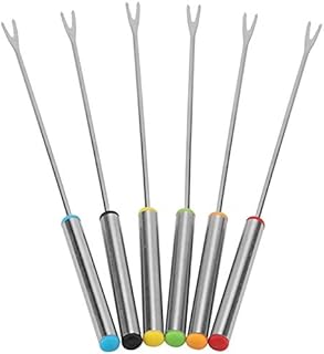 6Pcs Fondue Forks, Stainless Steel Fondue Pot Forks with Heat-Resistant Handles for Cheese Chocolate Fondue Roast Marshmallows Meat