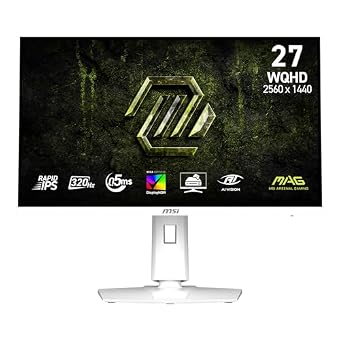 msi MAG 274QRFW X32 27-inch 2560 x 1440 (QHD) Gaming Monitor, 320Hz, AMD FreeSync Premium, NVIDIA G-SYNC Compatible, HDR Ready, HDMI, VGA Port, VESA, Tilt, 0.5ms, White