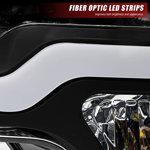 Adcarlights 2009 2010 2011 2012 2013 2014 Ford F150 Pickup Led Tube Projector Sequential Turn Signal Headlight Assembly - Led Strips Black Housing Clear Lens Amber Reflector - Bulbs Included Pair #TOP6