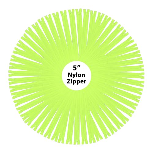 Image of Mandala Crafts 100 PCs Lime Green Closed-End 5 in Nylon Zippers for Sewing