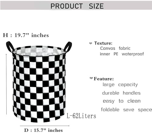 Image of Racing Flag Kids Laundry Gift Basket Storage Hamper, Clothes Storage Organizer Bins, Shelf Basket with Handles for Room Decor