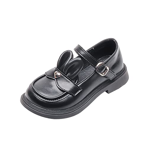 Girls Leather Rabbit Design Soft Round Toe Princess Dress Flat Shoes(Little Kid/Big Kids) Slide for Big Kids