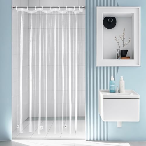 EurCross Stall Extra Long Clear Shower Curtain liner54x84 inch Length with...