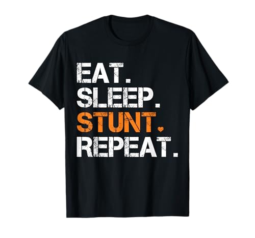 Eat Sleep Stunt Repeat Orange Cheerleader Girl Gift Cheer T-Shirt