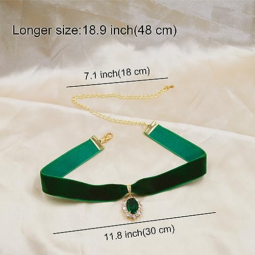 MOMOCAT 14K Gold Plated Sapphire Imitation Velvet Choker Necklace for Women Thick Chokers Birthstone Chocker Vintage Pendant Necklaces Chockers for Women Teen Girls Princess Costume Jewelry Aesthetic2