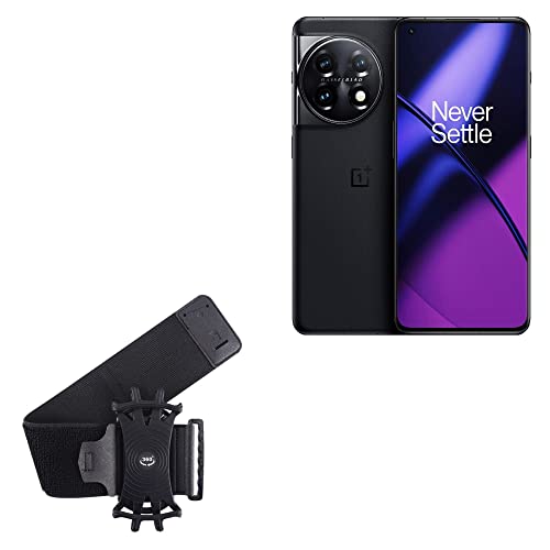 BoxWave Holster Compatible with OnePlus 11 - ActiveStretch Sport Armband, Adjustable Armband for Workout and Running - Jet Black