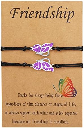 GUROTD Friendship Bracelet 2PCS Butterfly Best Friend Bracelet Handmade Friendship Gifts Bracelets For Women