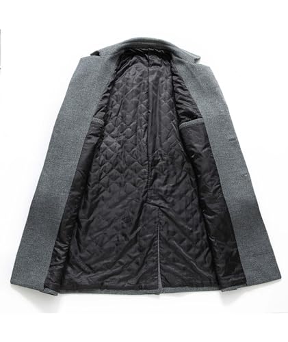 SOMTHRON Men's Trench Coat Wool Blend Slim Fit Notch Lapel Double Breasted Belted Jacket Business Pea Coat Overcoat3