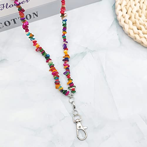 Sopopal Boho Cute Lanyard Beaded Chip Stones Teacher Lanyards For Id Badges And Keys Neck Keychain Cruise Lanyard For Women Girls #TOP5