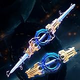 Jinmoioy 光る刀 おもちゃ 伸縮式 変形 回転可能 7色LED発光 効果音付き 新型ファイヤースピンソード 両刃ライトソード コンパクト収納設計 4-6歳向け 男の子 遊び用 プレゼント (ブルー) [並行輸入品]