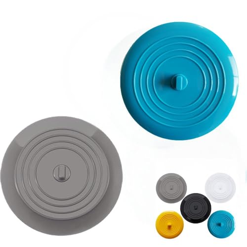 RQzaufania Tapón de Silicona para Bañera, Paquete de 2,15 cm Tapón de Drenaje Universal para Fregadero y Lavabo, Adecuado para la De para Ducha, Colador De Drenaje (Azul y Gris)