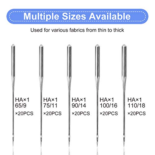100Pcs Sewing Machine Needles, Universal Sewing Machine Needle For Singer, Brother, Janome, Varmax, Needles For Sewing Machine With Sizes Hax1 65/9, 75/11, 90/14, 100/16, 110/18 #TOP1