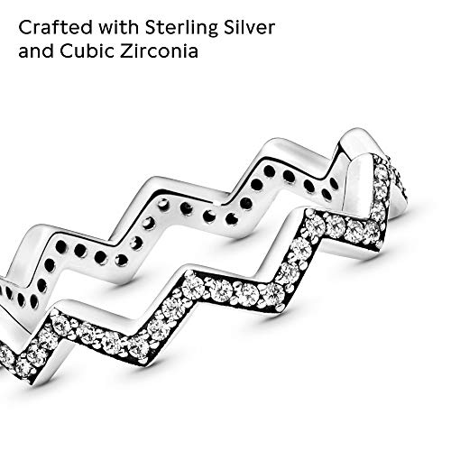 Pandora Jewelry Shimmering Zigzag Cubic Zirconia Ring in Sterling Silver, Size 4.54