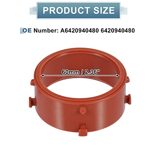 Image of X AUTOHAUX Red Turbo Intake Seal Rubber Replacement A6420940480 for Mercedes-Benz R320 2007-2008 for Mercedes-Benz E320 2007-2008