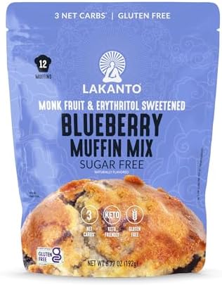 Lakanto Sugar Free Blueberry Muffin Mix, Gluten Free, Keto, 12 Muffins
