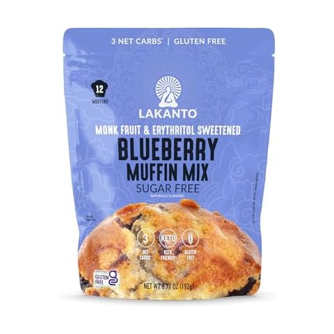 Lakanto Sugar Free Blueberry Muffin Mix - Naturally Flavored, Sweetened with Monk Fruit Sweetener, Keto Diet Friendly, 3 Net Carbs, Gluten Free, Breakfast Food, Delicious, Easy to Make (12 Servings) Cover