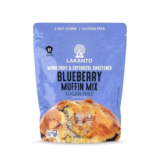 Lakanto Sugar Free Blueberry Muffin Mix - Naturally Flavored, Sweetened with Monk Fruit Sweetener, Keto Diet Friendly, 3 Net Carbs, Gluten Free, Breakfast Food, Delicious, Easy to Make (12 Servings)