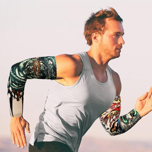 Image of YARIEW Tattoo Sleeves for Men, 6Pcs Arm Sleeves Fake Tattoos Sleeves to Cover Arms Sun Protection Sleeves Tattoo Sleeve Covers Temporary Tattoo Sleeves for Men and Women (Set 7)