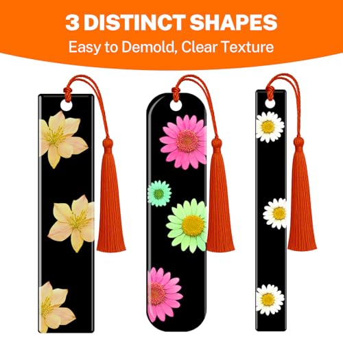 Moule résine marque-page époxy avec inclusion fleurs séchées et pompons DIY - 5