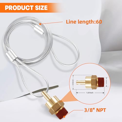 HASAOMOI 2 Pack of 3/8" NPT Air Tank Drain Valve with 60" Cable,For Air Compressor Drain Valve Cable, Semi Truck Trailer by HASAOMOI - Image 2