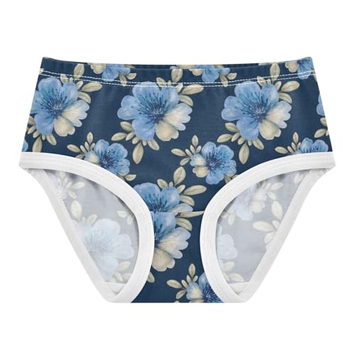 Joisal Print Girls Underwear Toddler 2t Cotton Little Girl Panties Painted Blue Beige Flowers Briefs Undies Kids