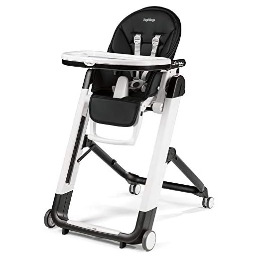 Peg Perego Siesta Follow Me - Licorice - Design-Hochstuhl mit Baby-Liegefunktion und Stop&Go-System mit Memory-Funktion, Lederimitat-Bezug, schwarz