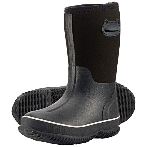 Hisea Kids Rain Boots, 6Mm Waterproof Insulated Rubber Neoprene Boots, Durable Anti-Slip Mud Outdoor Boots With Easy-On Handles Rainboot For Boys Girls, All Seasons Outdoor Playing, Size 6Bk Black #TOP23