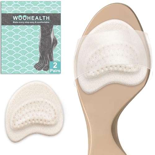 WOOHEALTH Cuscinetti metatarsali da donna, cuscinetti per avampiede (2 paia) per neuroma di Morton, calli, metatarsalgia e sollievo dal dolore all'avampiede (beige)