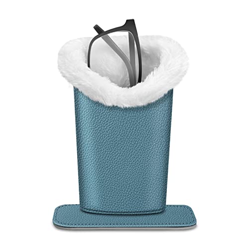 FINTIE Plush Lined Eyeglasses Holder, Glasses Stand Case, Anti-scratch Glasses Storage Organizer for Desk, Nightstand, Office, Ocean Blue