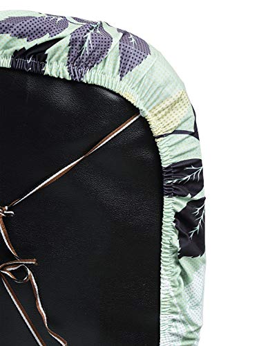 Image of Cortina Office Chair Slip Covers | Soft Stretchable Polyester Elastic Spandex Fabric | Corporate Rotating Chair Cover | Removable Chair Case | Machine Wash | Floral Print - Green | Cover Set of 1