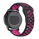 PURYN Cinturino in silicone da 20 mm 22 mm per Galaxy 3 45 mm / 42 mm / Active-2 Gear S3 Frontier cinturino in silicone per Huawei GT/2/2e cinturino 46 mm, 22mm watch band, Black-Pink, agate