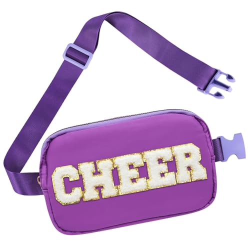 Image of PainZieteg Cheer Fanny Pack for Girls Chenille Letter Nylon Belt Bag Purple
