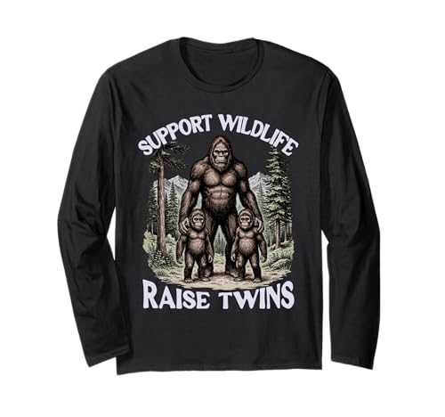 Twin Parent Mom Dad of Twins Support Wildlife Raise Twins Long Sleeve T-Shirt