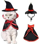 Halloween Pet Costume Set for Cat Small Dog - Pet Costume Vampire Cape and Wizard Hat Clothes Out...