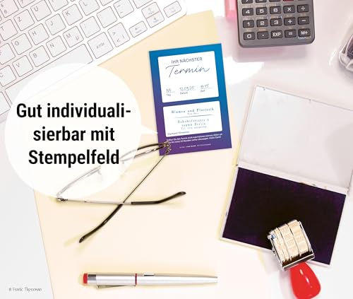 Frank Paperman® | 600 Terminzettel Praxis | 12 x Terminblock à 50 Blatt | blau | 1 Termine pro Zettel | für Ärzte, Heilpraktiker, Physio, Massage, Studios u.v.m.