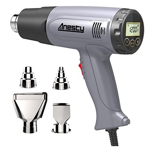 Anesty HG-02Y Heat Gun with LCD Digital Display, Variable Temperature 120°F~1200°F/50°C~650°C, 1500W Hot Air Gun with Temp-setting Memory for Fast Control