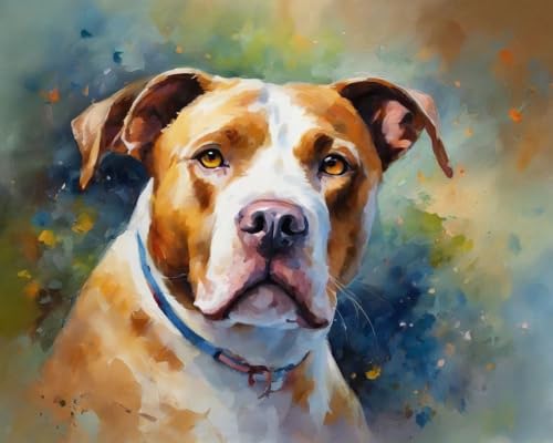 ZMHZMY Adults' Paint by Number Kits,Pitbull,Paint by Number Kits on