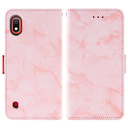 Asuwish Compatible With Samsung Galaxy A10 Case And Tempered Glass Screen Protector Cell Card Holder Slot Kickstand Flip Marble Wallet Phone Covers For Glaxay A 10 Gaxaly 10A Sm A105M 6.2 Inch Pink #TOP4