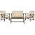 SAFAVIEH Outdoor Collection Fontana Natural/ Beige 4-Piece Conversation Patio Set with Cushions