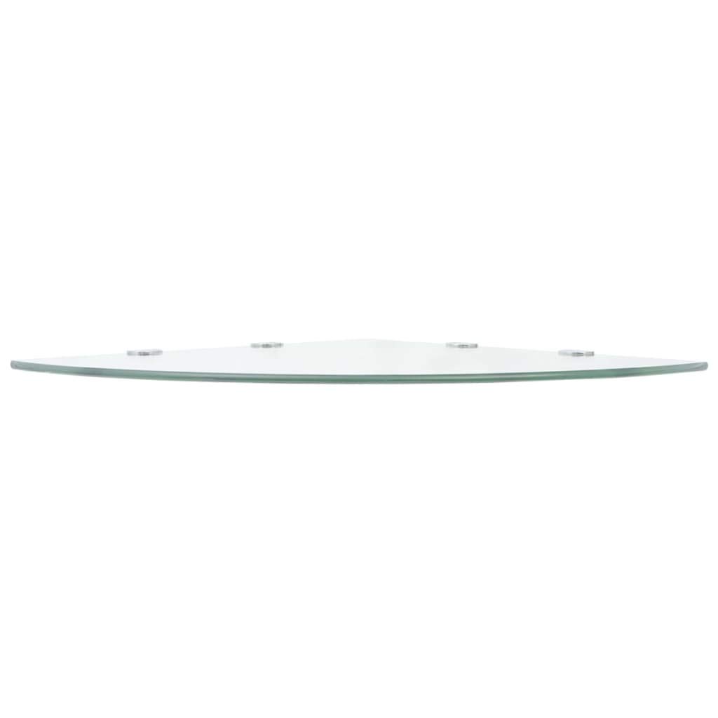 Juego de 2 estantes de cristal de esquina de 45 x 45 cm, cristal de seguridad templado transparente, 8 mm, estantería de esquina de pared con soportes, tablero de cristal flotante para cocina