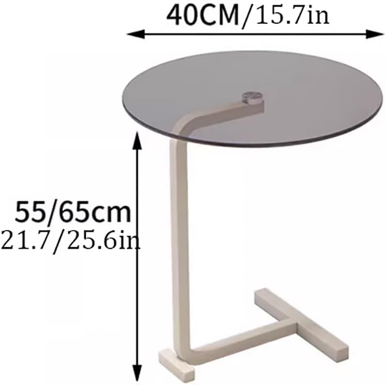 SXSCARKX クリームウィンドコーヒーテーブル、金属+強化ガラスC字型ソファ、小さなアパートのリビングルームの寝室用(C、15.