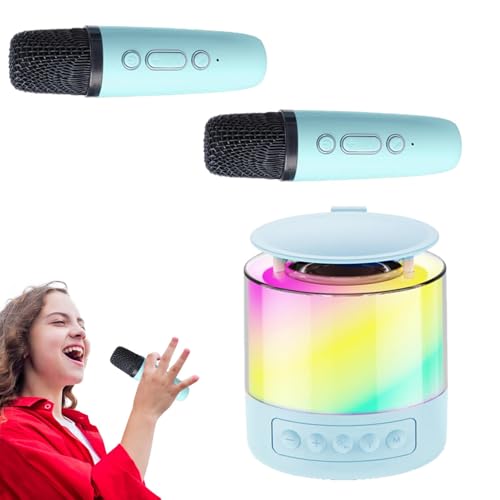 Máquina de karaoke para adultos, micrófonos con altavoz, máquina de karaoke para adultos y niños, altavoz con micrófonos inalámbricos y luz para fiestas