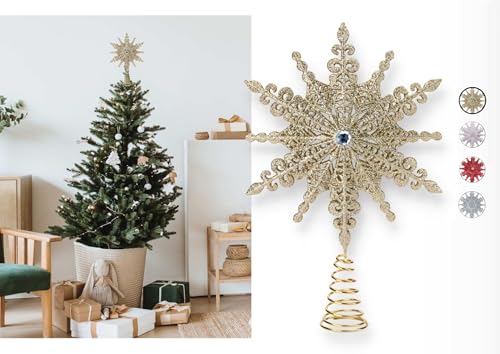 Christmas Traditions 8 inch Glittered Filigree Christmas Star Tree Topper Star/Home Décor Ornaments (Gold) by Christmas Traditions - Image 2