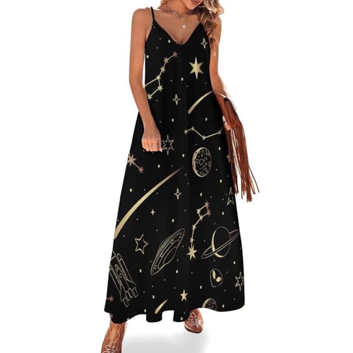Robe maxi été sans manches Fusée Ciel Étoilé textile infroissable