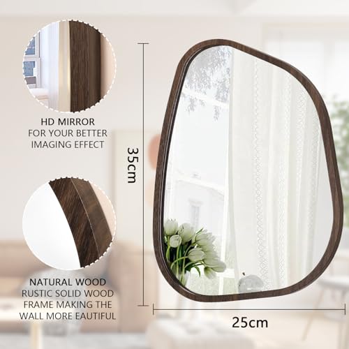 Miroir mural asymétrique bois HD 35x25 cm HLFMVWE