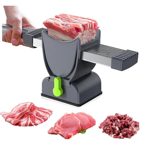 Cortadora de Carne Fresca pequeña para el hogar, Grosor de 2-4 mm, Corte en 18 Piezas, Base con Ventosa, para Carne de Res, Cordero, Cerdo y Otras Carnes crudas Blandas sin Hueso.
