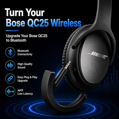 YOCOWOCO Upgraded aptX Wireless Bluetooth Adapter for Bose QuietComfort 25 QC 25Headphones with Mic/Volume Control, Black by YOCOWOCO - Image 2