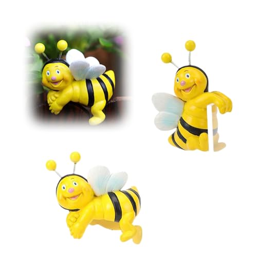 CMANLNYK Lot de 2 décorations de jardin abeilles - Décoration de jardin pour l'extérieur, figurines de jardin à la maison, tabourets de clôture en résine résistant aux intempéries - Joli artisanat