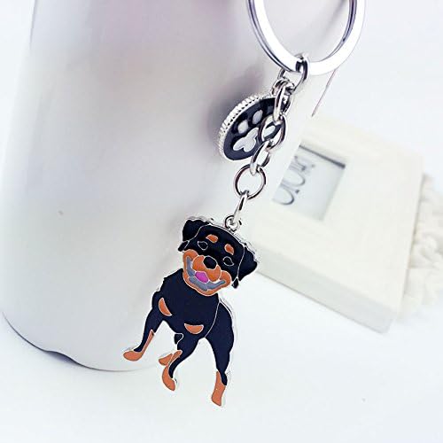 Miniatura 3 de Llavero de metal, lindo llavero de metal para cachorros y perros pequeños, llavero para bolsa de automóvil, cadena de cumpleaños, ROTTWEILER